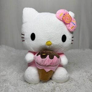 HELLO KITTY / unlicensed 11” tall ice cream cone stuffed plush toy
